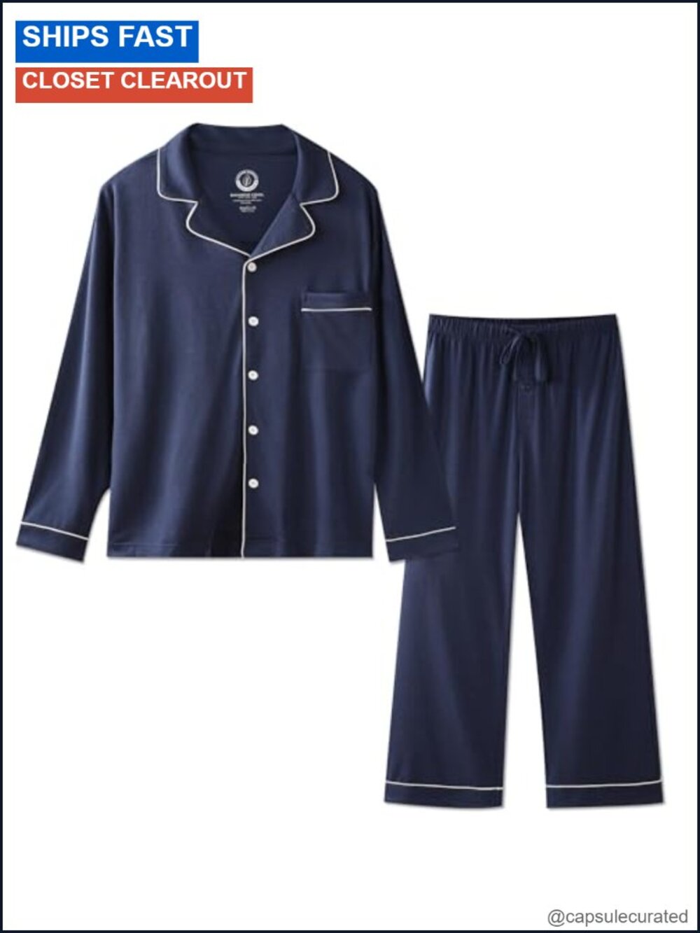 Men's Bamboo Rayon Pajama Set Lightweight Sleepwear with Pockets